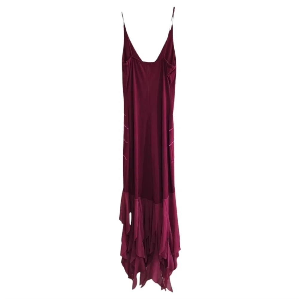 Vintage 90s Y2K Elegant Magenta Evening Dress Rhinestones Sequins Fairy Small - Picture 4 of 6